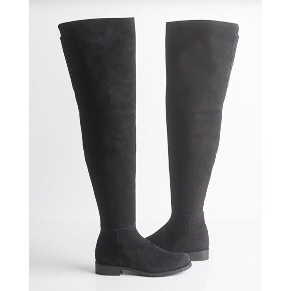 Stuart Weitzman Womens Black Suede Thigh High Boots Flats Pull On Sz US 6 - Picture 2 of 8
